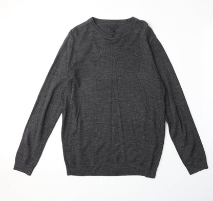 ASOS Mens Grey Round Neck Acrylic Pullover Jumper Size M Long Sleeve