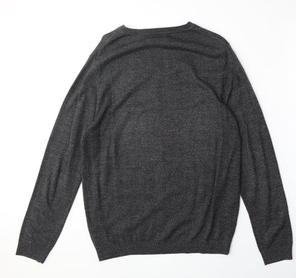 ASOS Mens Grey Round Neck Acrylic Pullover Jumper Size M Long Sleeve