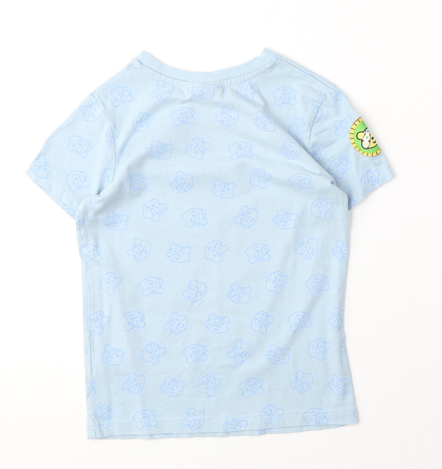 George Boys Blue 100% Cotton Basic T-Shirt Size 4-5 Years Round Neck Pullover - Earn Your Pudsey Badge