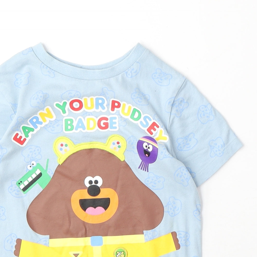 George Boys Blue 100% Cotton Basic T-Shirt Size 4-5 Years Round Neck Pullover - Earn Your Pudsey Badge