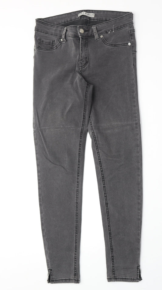 Denim & Co. Womens Grey Cotton Skinny Jeans Size 10 Regular Zip