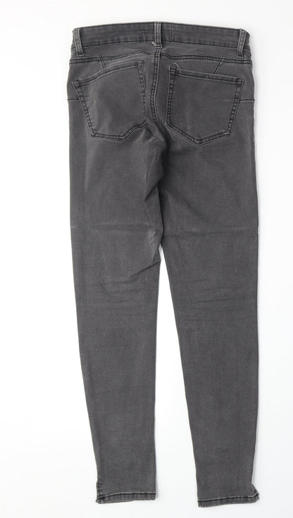 Denim & Co. Womens Grey Cotton Skinny Jeans Size 10 Regular Zip