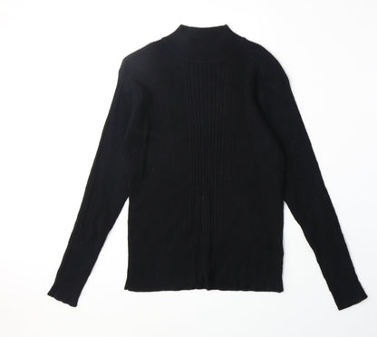 At El Womens Black High Neck Acrylic Pullover Jumper Size L