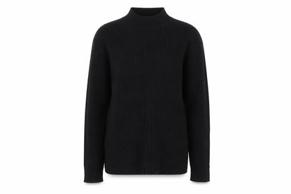 At El Womens Black High Neck Acrylic Pullover Jumper Size L