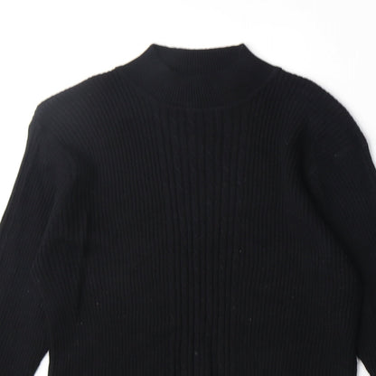 At El Womens Black High Neck Acrylic Pullover Jumper Size L