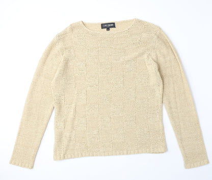 City Trends Womens Beige Round Neck Acrylic Pullover Jumper Size M