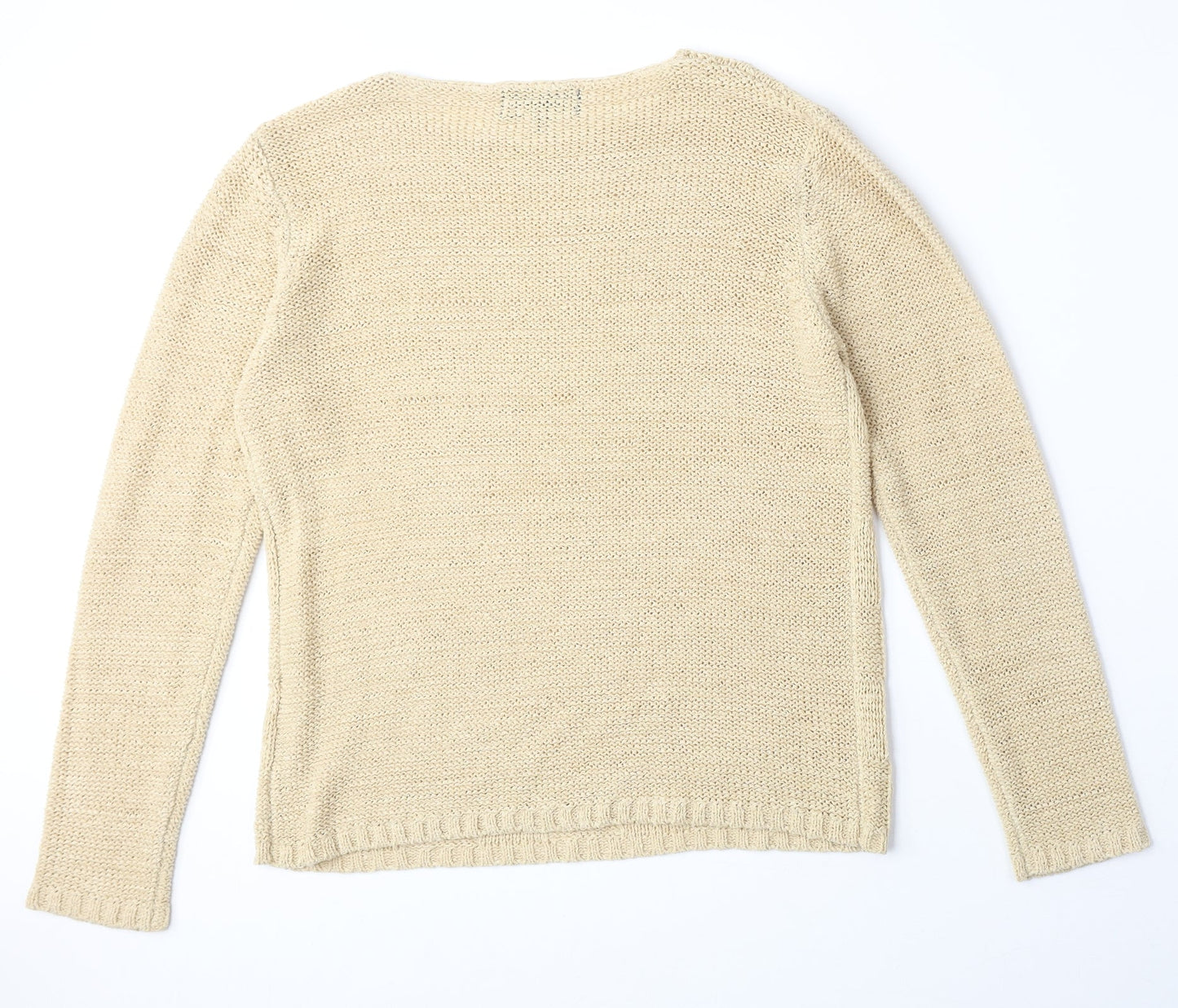 City Trends Womens Beige Round Neck Acrylic Pullover Jumper Size M