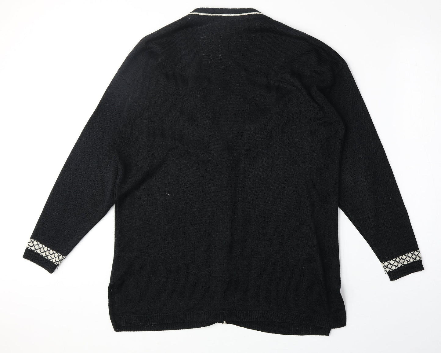 Simple Twinkle Womens Black V-Neck Acrylic Cardigan Jumper Size S