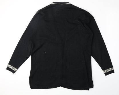 Simple Twinkle Womens Black V-Neck Acrylic Cardigan Jumper Size S