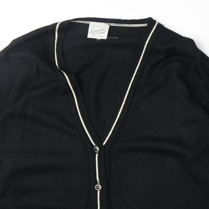 Simple Twinkle Womens Black V-Neck Acrylic Cardigan Jumper Size S