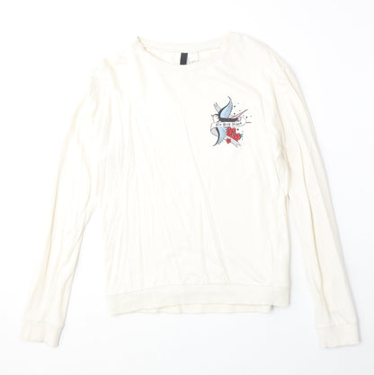 H&M Womens Beige 100% Cotton Pullover Sweatshirt Size S Pullover - No Bad Vibes