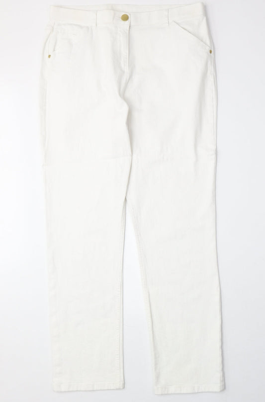 Classic Womens White Cotton Skinny Jeans Size 32 in Regular Zip