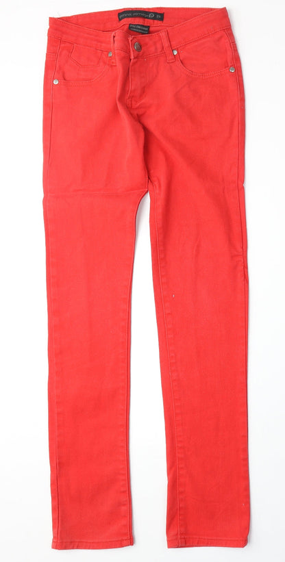 Criminal Damage Womens Red Cotton Straight Jeans Size 26 Regular Zip