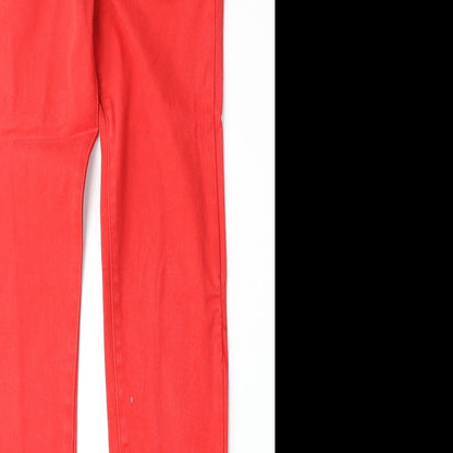 Criminal Damage Womens Red Cotton Straight Jeans Size 26 Regular Zip
