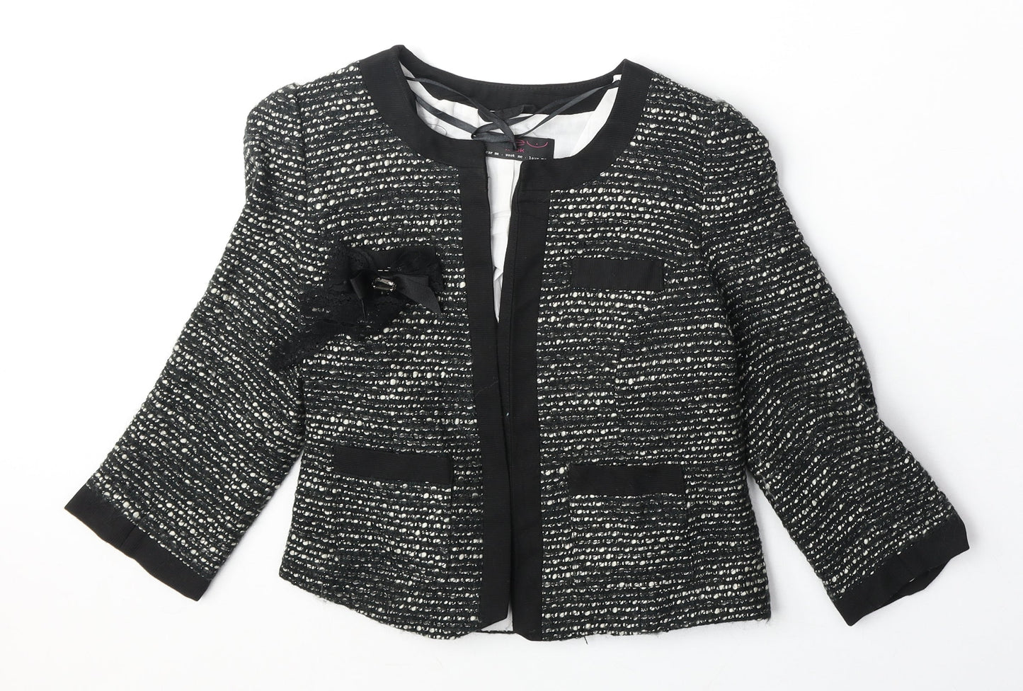 New Look Womens Black Acrylic Jacket Blazer Size 10