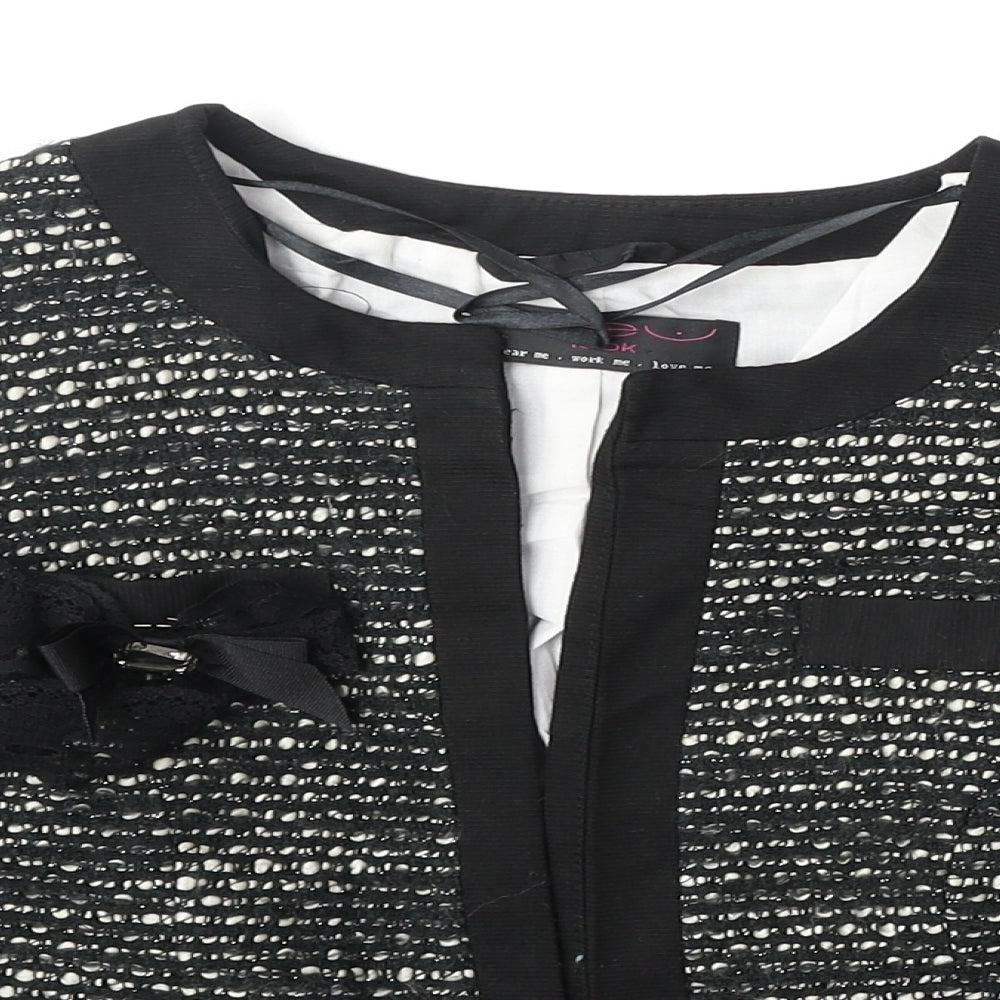 New Look Womens Black Acrylic Jacket Blazer Size 10