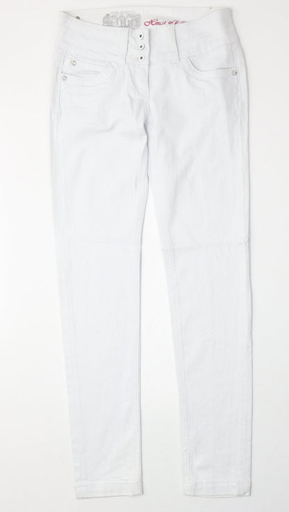 House of Denim Womens White Cotton Straight Jeans Size 10 Regular Zip