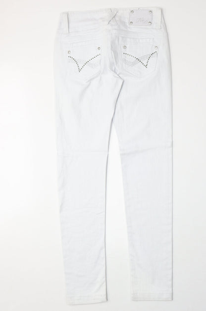House of Denim Womens White Cotton Straight Jeans Size 10 Regular Zip