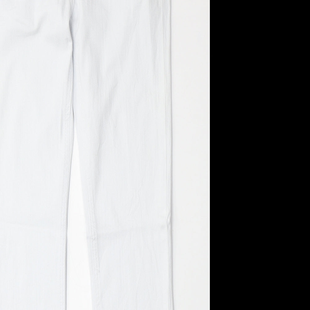 House of Denim Womens White Cotton Straight Jeans Size 10 Regular Zip