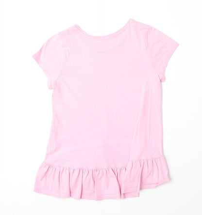 Cynthia Rowley Girls Pink Polyester Basic T-Shirt Size 7-8 Years Round Neck Pullover