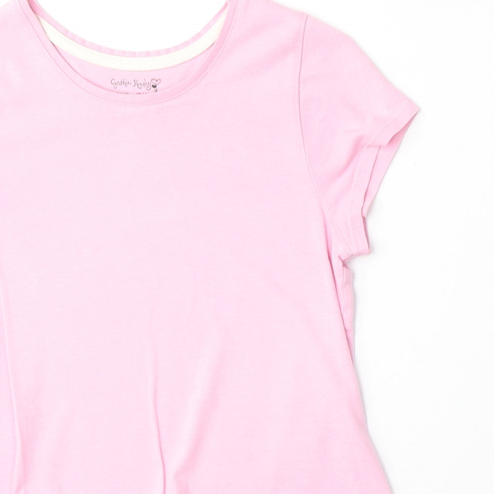 Cynthia Rowley Girls Pink Polyester Basic T-Shirt Size 7-8 Years Round Neck Pullover