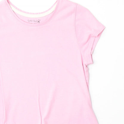 Cynthia Rowley Girls Pink Polyester Basic T-Shirt Size 7-8 Years Round Neck Pullover