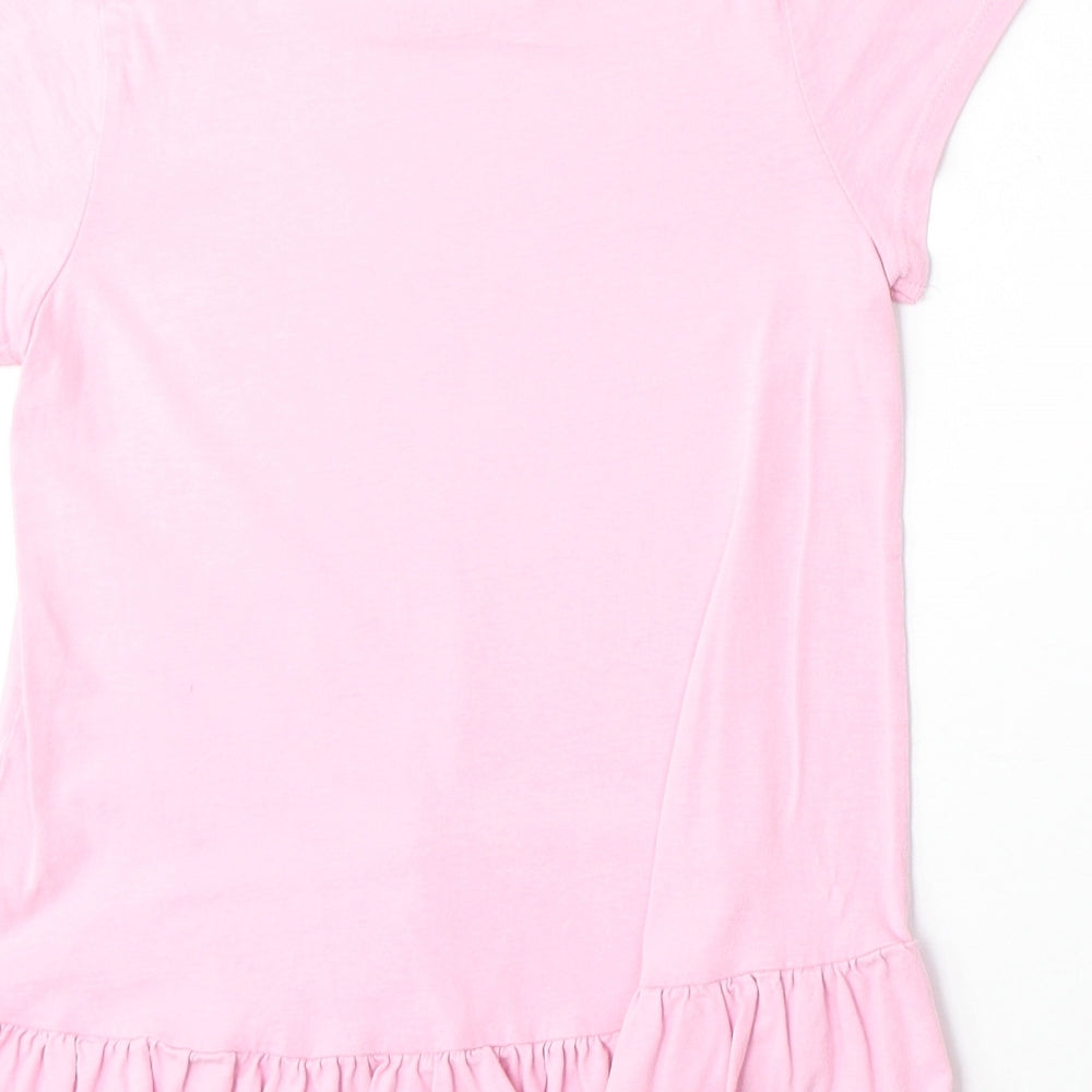 Cynthia Rowley Girls Pink Polyester Basic T-Shirt Size 7-8 Years Round Neck Pullover