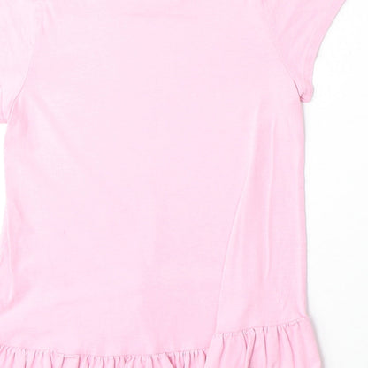 Cynthia Rowley Girls Pink Polyester Basic T-Shirt Size 7-8 Years Round Neck Pullover