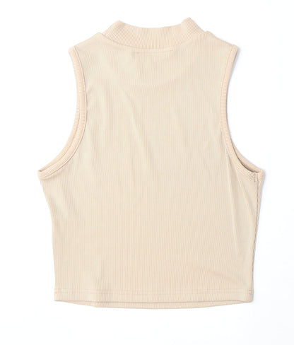 SheIn Womens Beige Polyester Basic Blouse Size XS Mock Neck - Ribbed