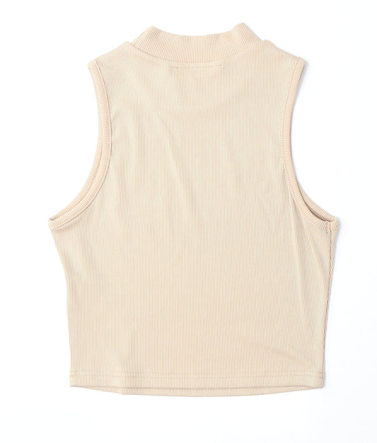 SheIn Womens Beige Polyester Basic Blouse Size XS Mock Neck - Ribbed