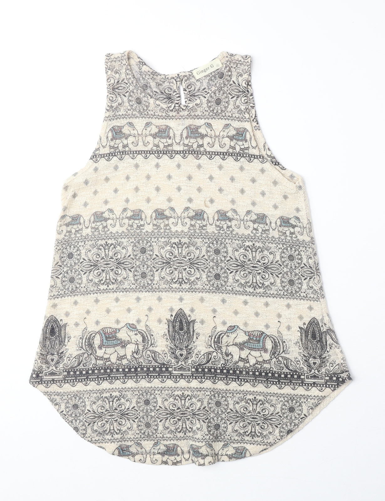 Womens UK Size S Ginger G Beige Basic Tank