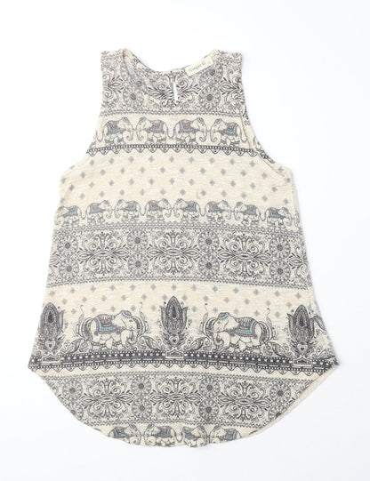 Womens UK Size S Ginger G Beige Basic Tank