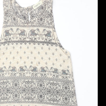 Womens UK Size S Ginger G Beige Basic Tank