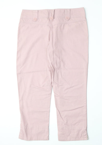 DNM Womens Pink Cotton Chino Trousers Size 10 Regular Zip