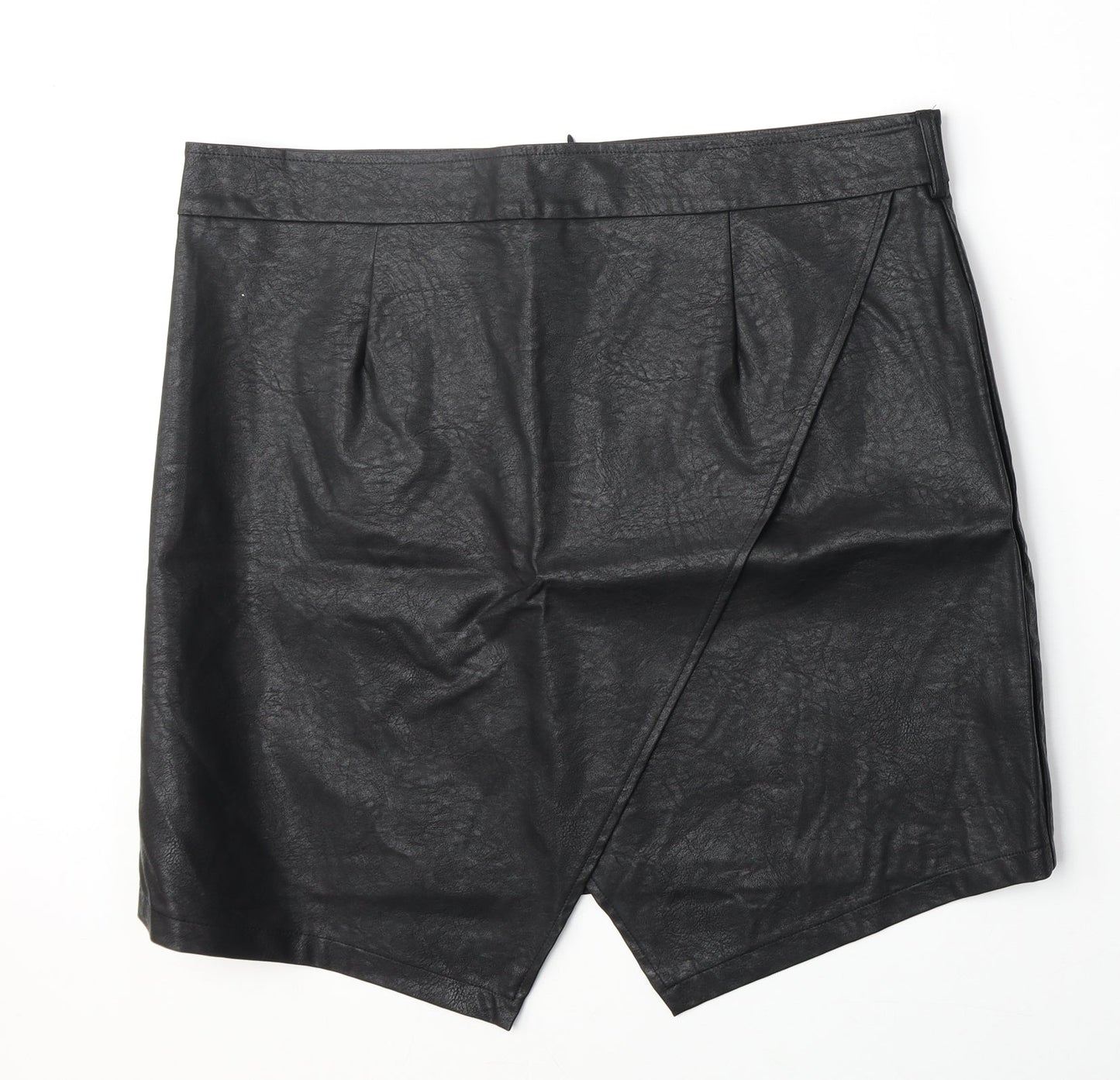 Boohoo Womens Black Polyurethane A-Line Skirt Size 20 Zip