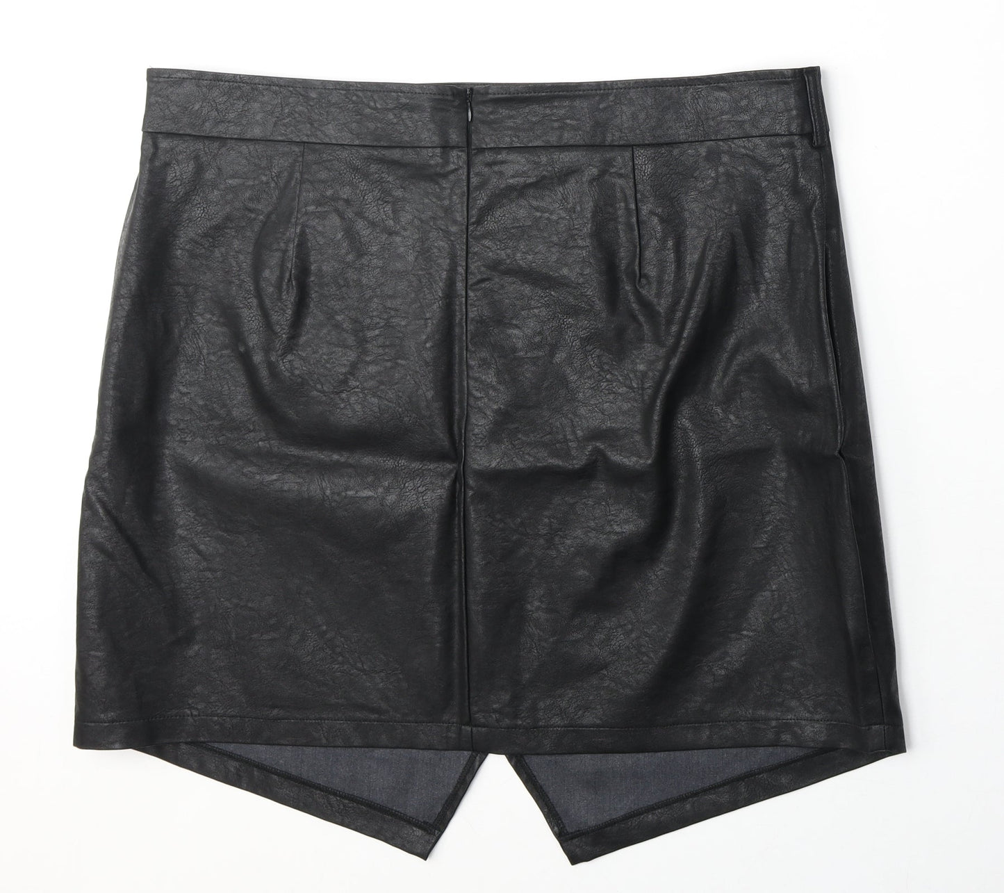 Boohoo Womens Black Polyurethane A-Line Skirt Size 20 Zip