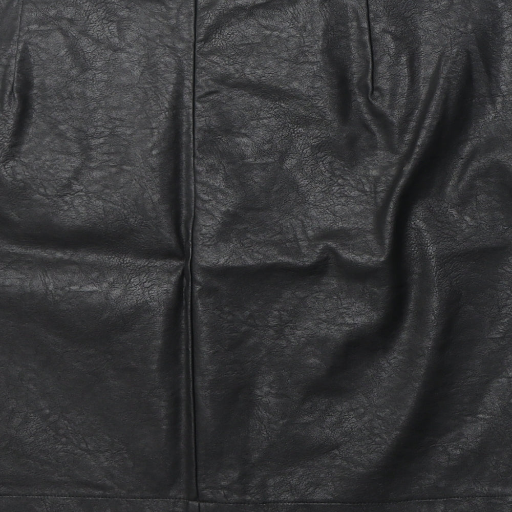 Boohoo Womens Black Polyurethane A-Line Skirt Size 20 Zip
