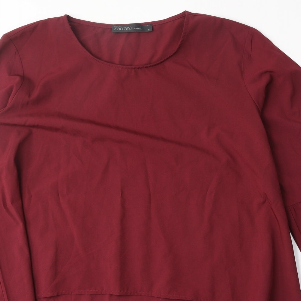 Womens UK Size XL Zanzea Red Basic Blouse
