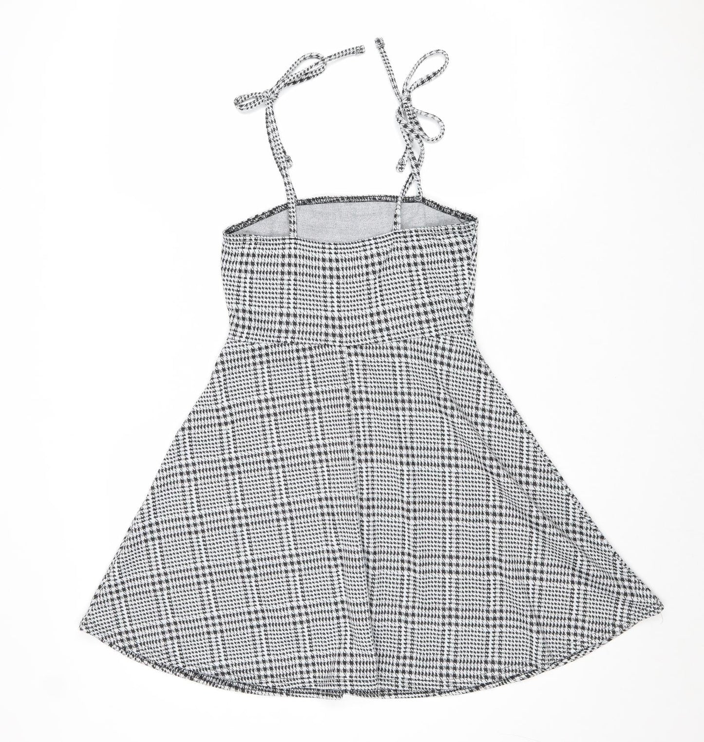 Preworn Womens Grey Plaid Polyester A-Line Size 6 Square Neck Pullover