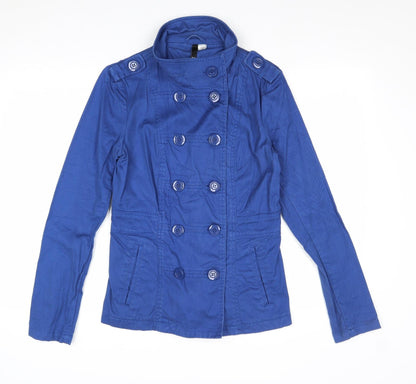 Divided by H&M Womens Blue Pea Coat Coat Size 14 Buckle