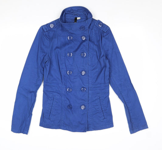 Divided by H&M Womens Blue Pea Coat Coat Size 14 Buckle