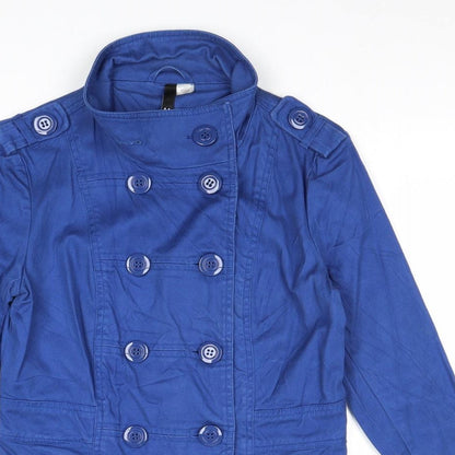 Divided by H&M Womens Blue Pea Coat Coat Size 14 Buckle