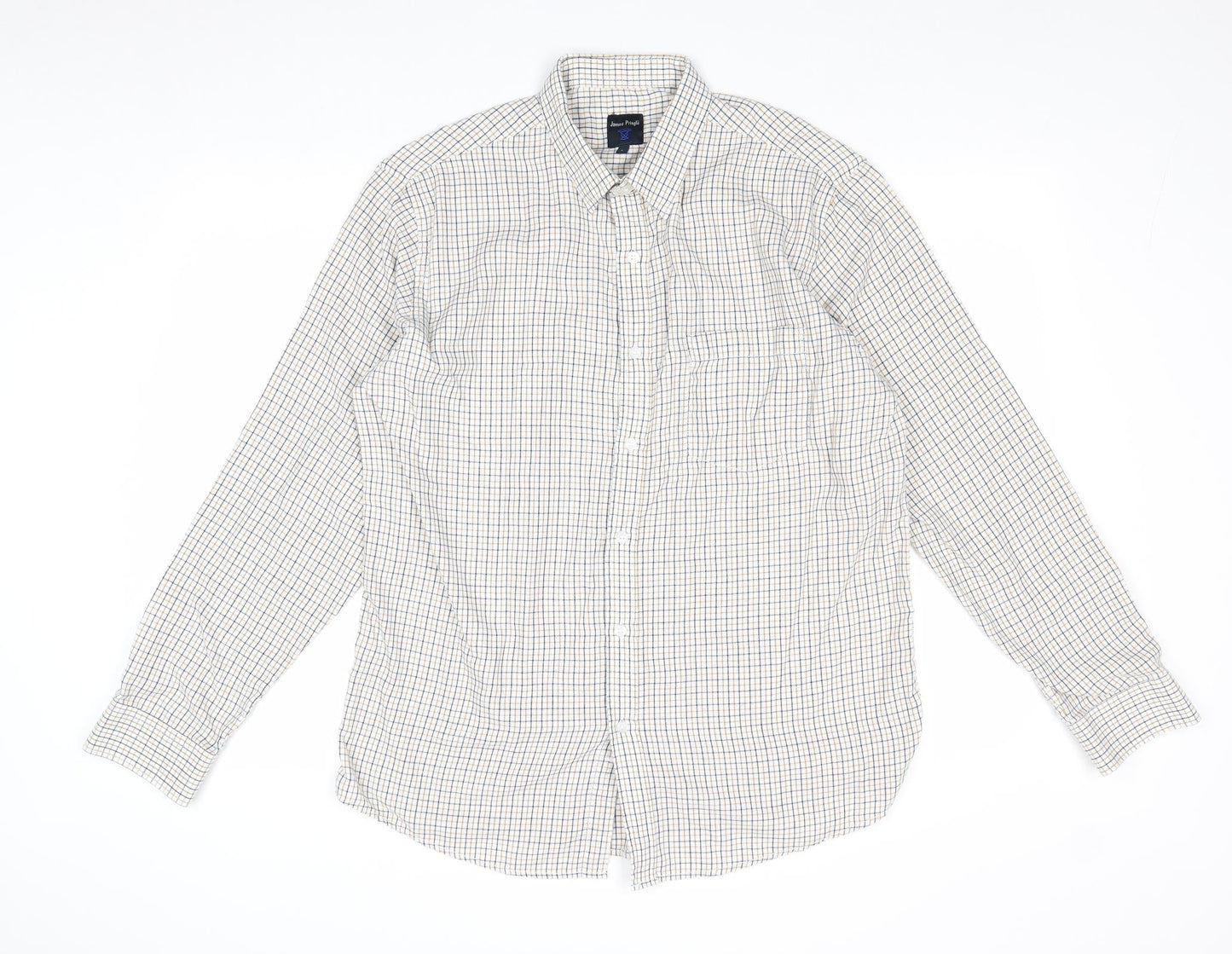 Mens UK Size L EWM Beige  Button-Up Long Sleeve Casual Shirt