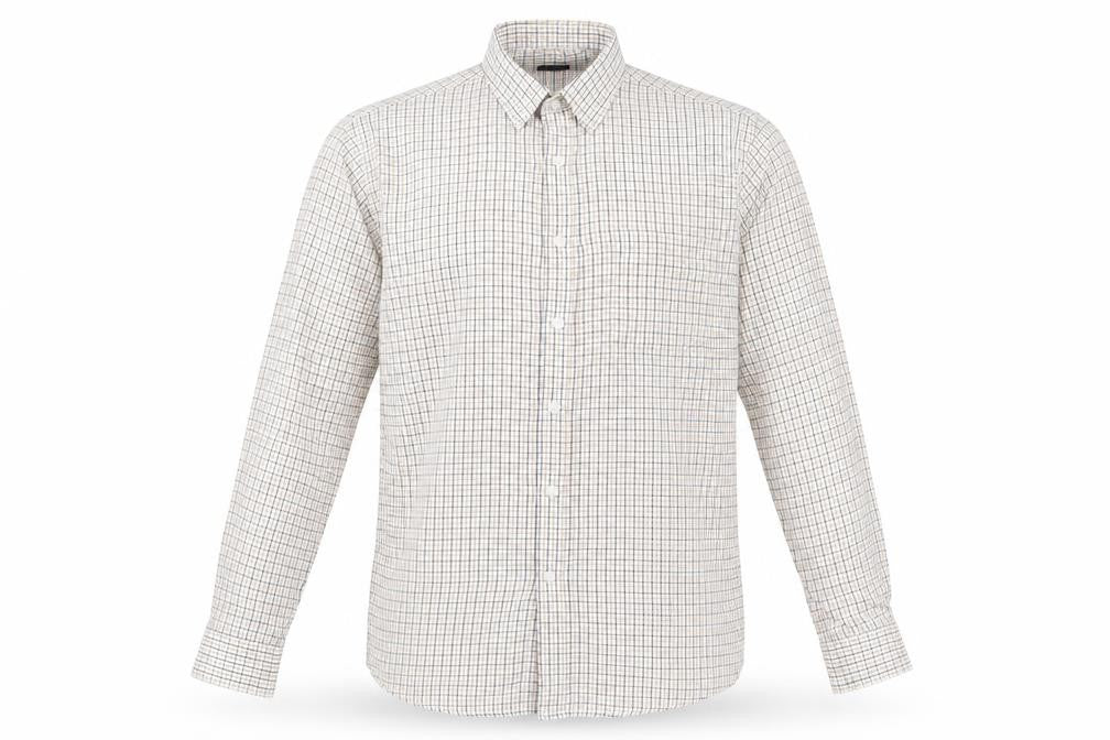 Mens UK Size L EWM Beige  Button-Up Long Sleeve Casual Shirt