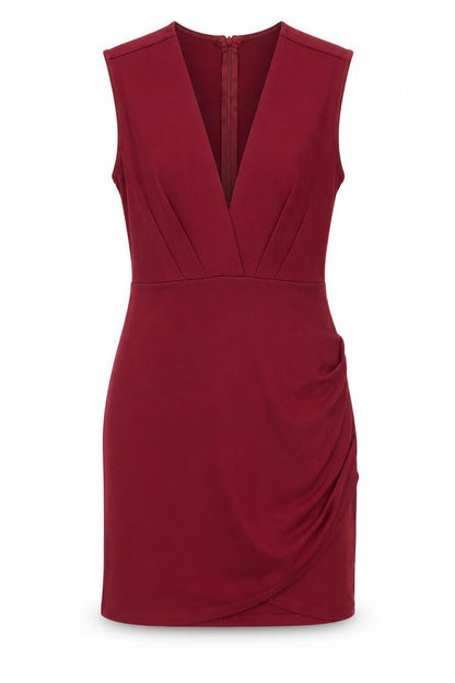 A'GACI Womens Red Nylon Shift Size L V-Neck Zip
