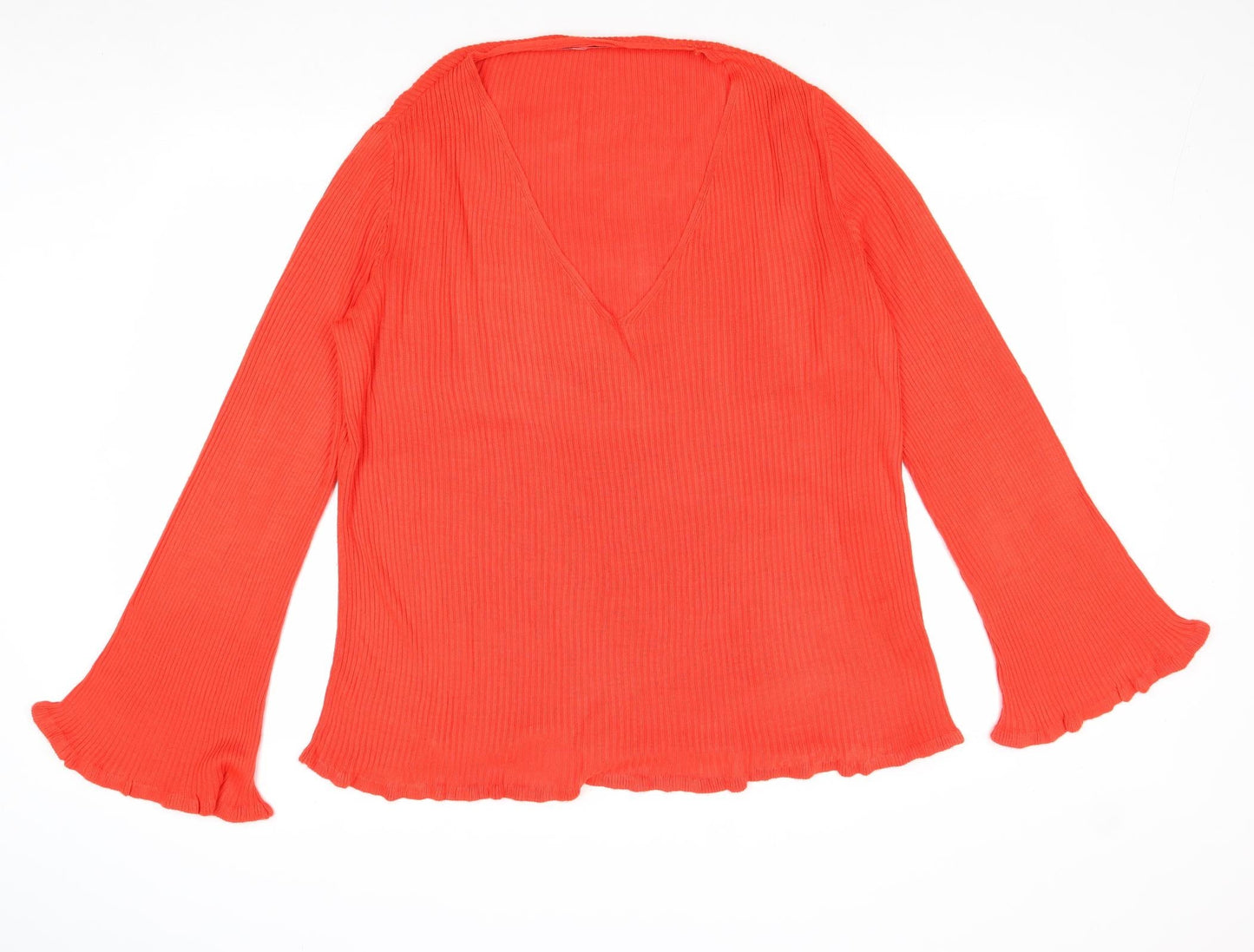 George Womens Red V-Neck Acrylic Pullover Jumper Size 12