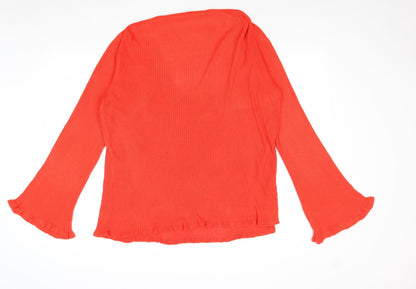 George Womens Red V-Neck Acrylic Pullover Jumper Size 12