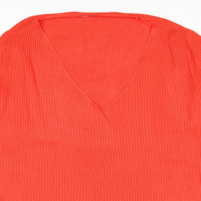 George Womens Red V-Neck Acrylic Pullover Jumper Size 12