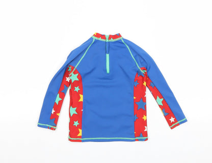 Marks and Spencer Boys Blue Geometric Polyamide Basic Blouse Size 12-18 Months Round Neck Zip - Dinosaur and Stars, Swim top