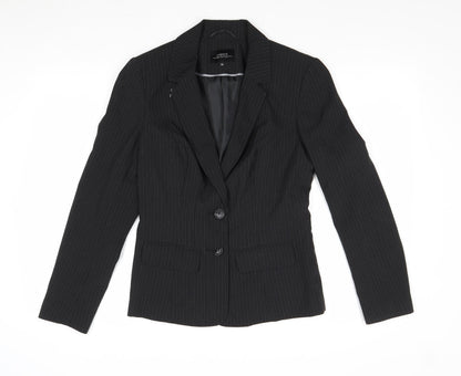 Papaya Womens Black Striped Polyester Jacket Suit Jacket Size 10